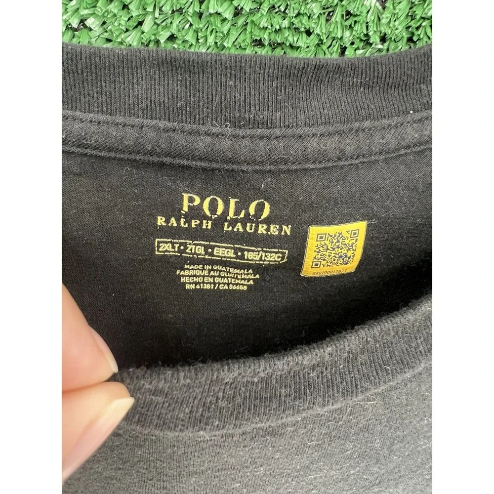 Polo Ralph Lauren USA 1967 Graphic T-Shirt Mens 2XLT Black Short Sleeve Cotton